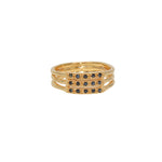 Bague dorée triple et zircons