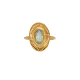 Bague dorée ovale et pierre naturelle - 50 / PREHNITE