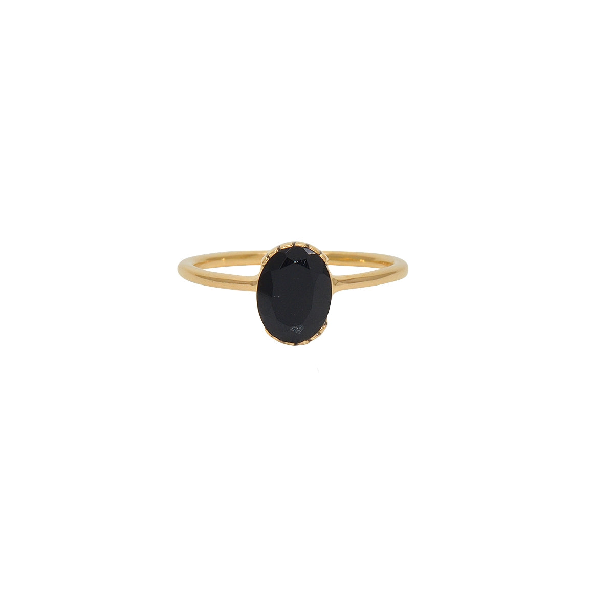 Bague dorée pierre ovale serti ouvert - 50 / ONYX NOIRE
