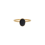 Bague dorée pierre ovale serti ouvert - 50 / ONYX NOIRE