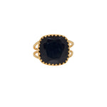 Bague dorée double anneau et pierre carrée