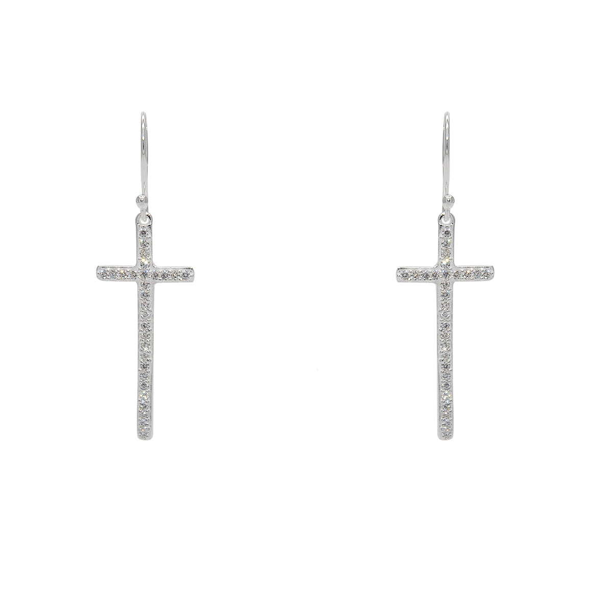 Boucles argent 925 croix zircons