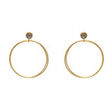 Boucles dorées double anneau et pierre cabochon (M) -