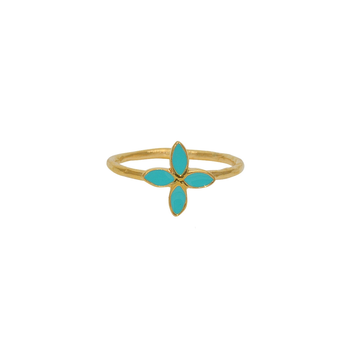 Bague dorée et fleur émaille de couleur - 50 / EMAILLE