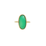 Bague dorée et pierre naturelle ovale - 50 / ONYX VERTE