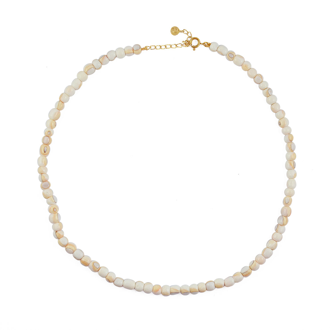 Collier doré et coquillage blanc rosé - 38CM