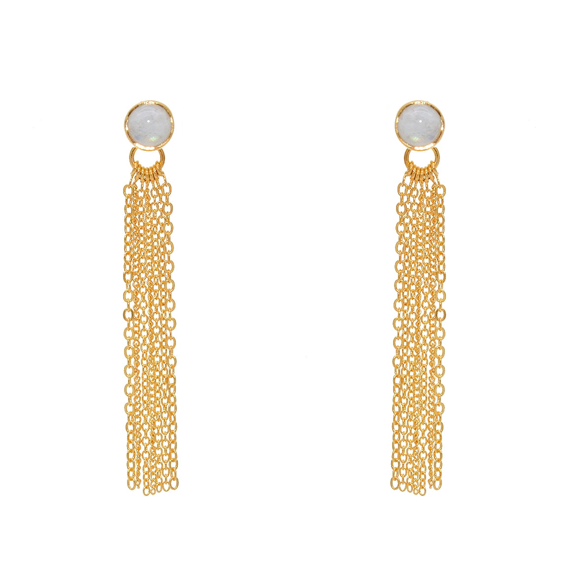 Boucles dorées pierres et chaînes - PIERRE DE LUNE
