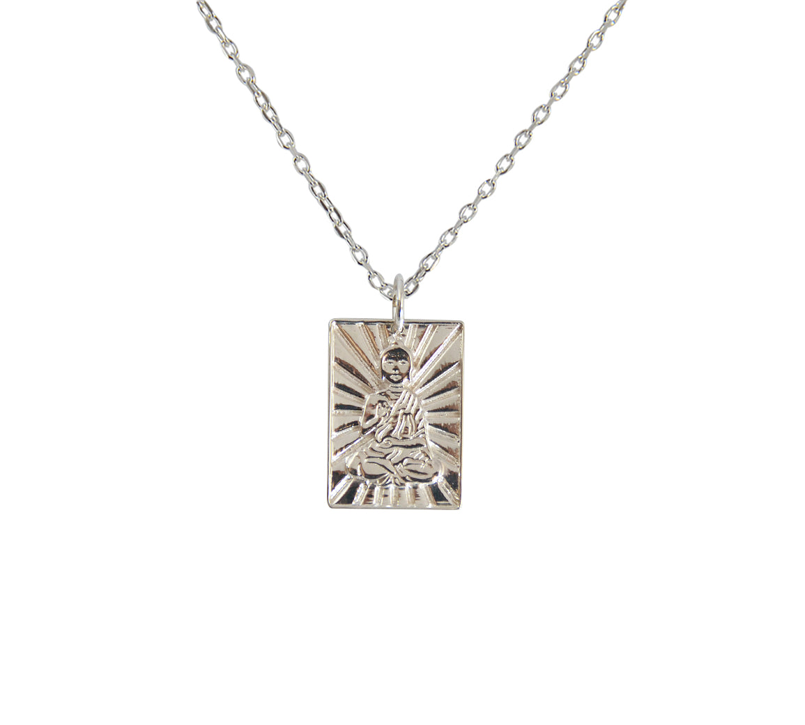 Collier plaque argent 925 bouddha