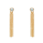 Boucles dorées pierres et chaînes - PERLE DE CULTURE