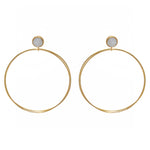 Boucles dorées double anneau et pierre cabochon - PIERRE DE