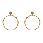Boucles dorées double anneau et pierre cabochon (M) - PIERRE