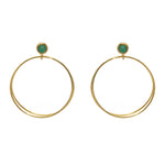 Boucles dorées double anneau et pierre cabochon (M) - ONYX