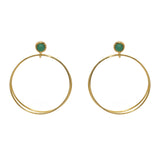 Boucles dorées double anneau et pierre cabochon (M) - ONYX