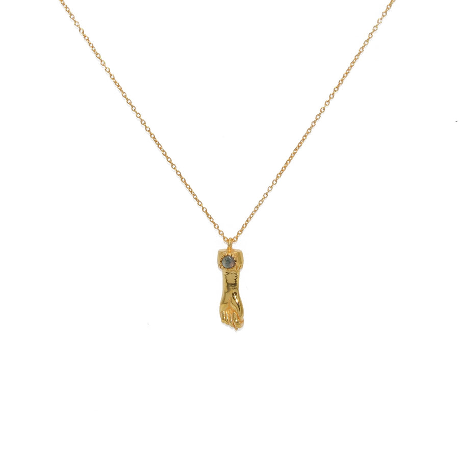 Collier doré pendentif Figa et pierre - LABRADORITE -
