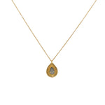 Collier doré pendentif goutte et pierre - LABRADORITE