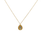 Collier doré pendentif goutte et pierre - LABRADORITE