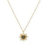 Collier doré soleil et pierre cabochon - LABRADORITE