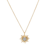 Collier doré soleil et pierre cabochon - PIERRE DE LUNE