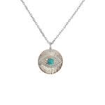 Collier médaille argent 925 oeil turquoise et zircons
