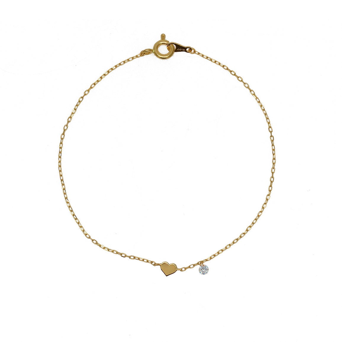 Bracelet or coeur et diamant