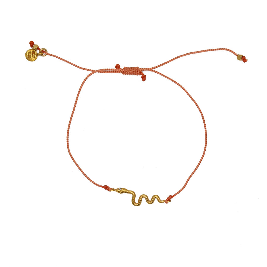 Bracelet tressé serpent doré et zircons - CORAIL