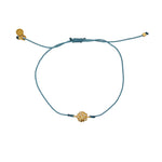 Bracelet tressé fleur dorée et zircons - BLEU JEAN