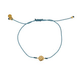 Bracelet tressé fleur dorée et zircons - BLEU JEAN