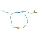 Bracelet tressé fleur dorée et zircons - TURQUOISE