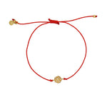 Bracelet tressé fleur dorée et zircons - ROUGE