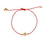 Bracelet tressé fleur dorée et zircons - ROUGE