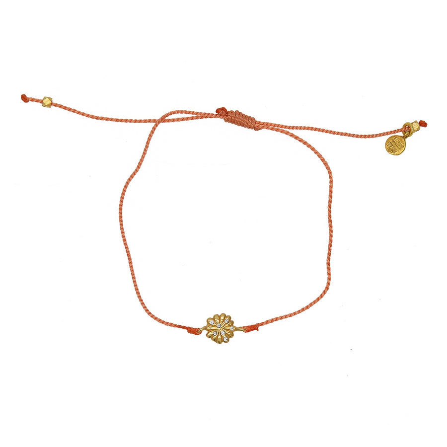 Bracelet tressé fleur dorée et zircons - CORAIL