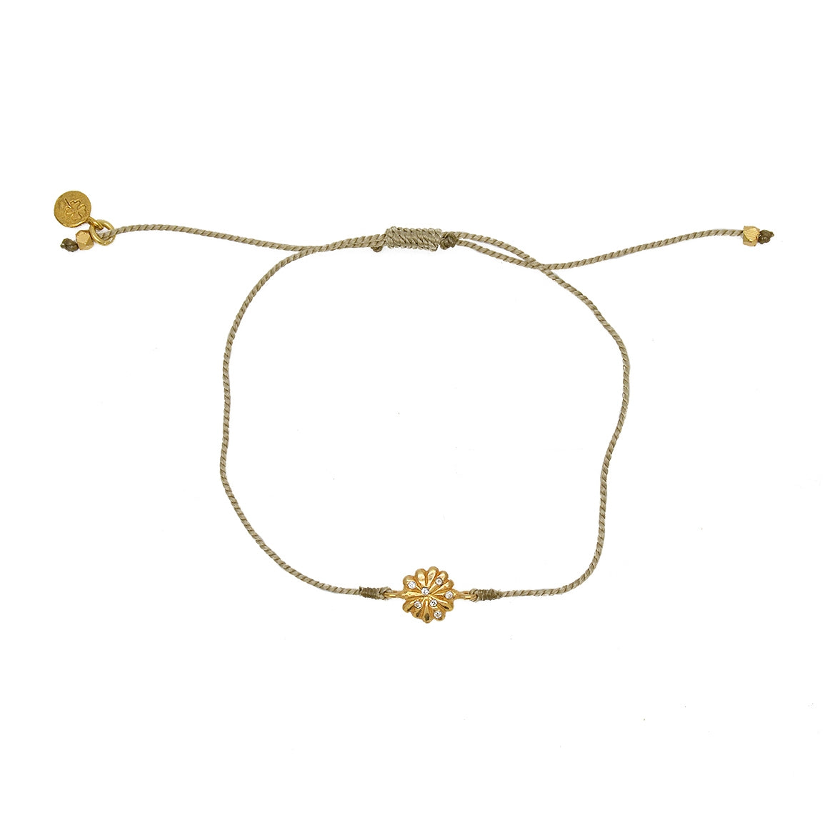 Bracelet tressé fleur dorée et zircons - KAKI