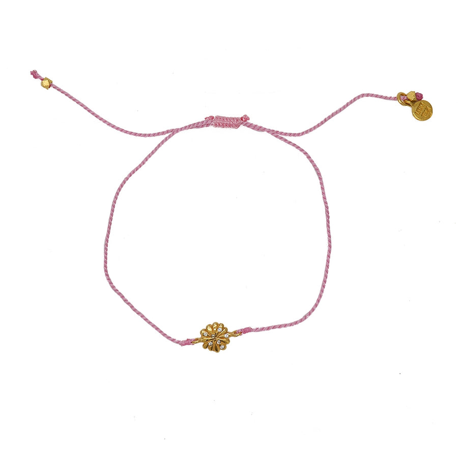 Bracelet tressé fleur dorée et zircons - ROSE