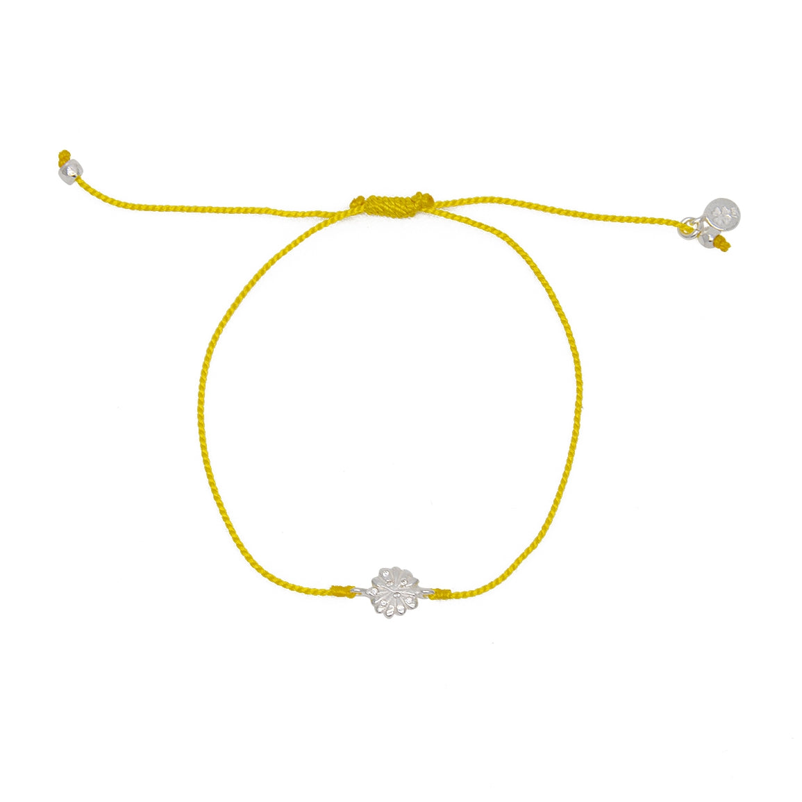 Bracelet tressé fleur argent 925 et zircons - JAUNE