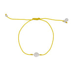 Bracelet tressé fleur argent 925 et zircons - JAUNE