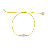 Bracelet tressé fleur argent 925 et zircons - JAUNE