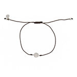 Bracelet tressé fleur argent 925 et zircons - CHOCOLAT