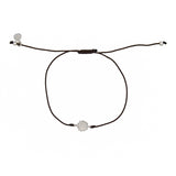 Bracelet tressé fleur argent 925 et zircons - CHOCOLAT
