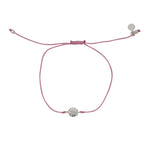 Bracelet tressé fleur argent 925 et zircons - ROSE