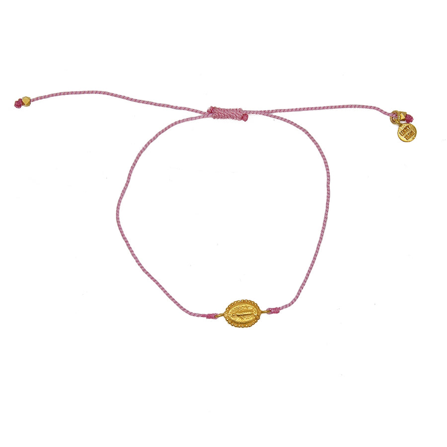 Bracelet tressé coloré madone dorée - ROSE