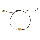 Bracelet tressé coloré madone dorée - CHOCOLAT