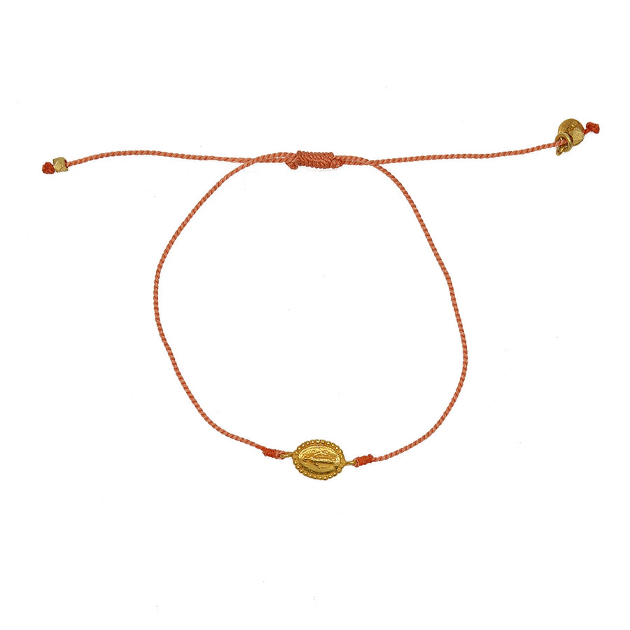 Bracelet tressé coloré madone dorée - CORAIL