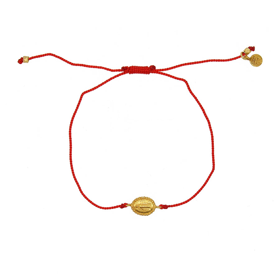Bracelet tressé coloré madone dorée - ROUGE