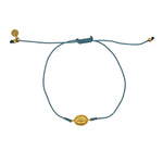 Bracelet tressé coloré madone dorée - BLEU JEAN