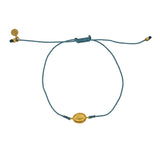 Bracelet tressé coloré madone dorée - BLEU JEAN