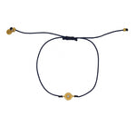 Bracelet tressé bleu jean soleil doré et zircon - BLEU