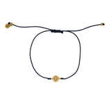 Bracelet tressé bleu jean soleil doré et zircon - BLEU