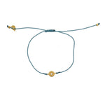 Bracelet tressé bleu jean soleil doré et zircon - BLEU JEAN