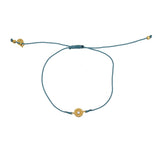 Bracelet tressé bleu jean soleil doré et zircon - BLEU JEAN