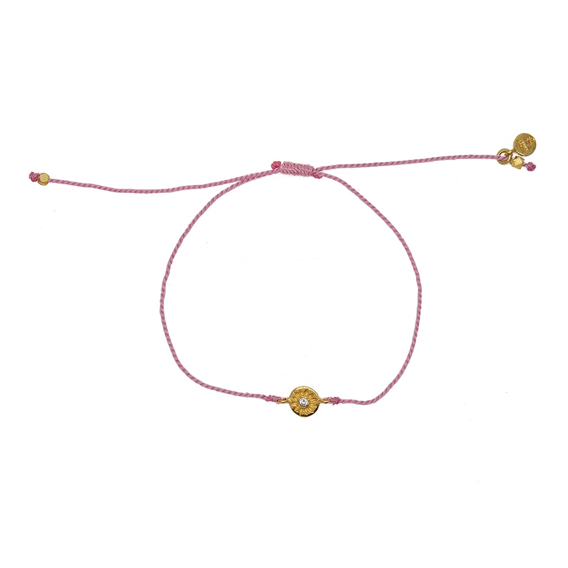 Bracelet tressé bleu jean soleil doré et zircon - ROSE